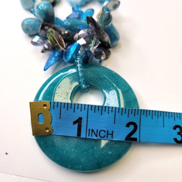 Blue Necklace Double Strand Beaded Necklace - Picture 12 of 13